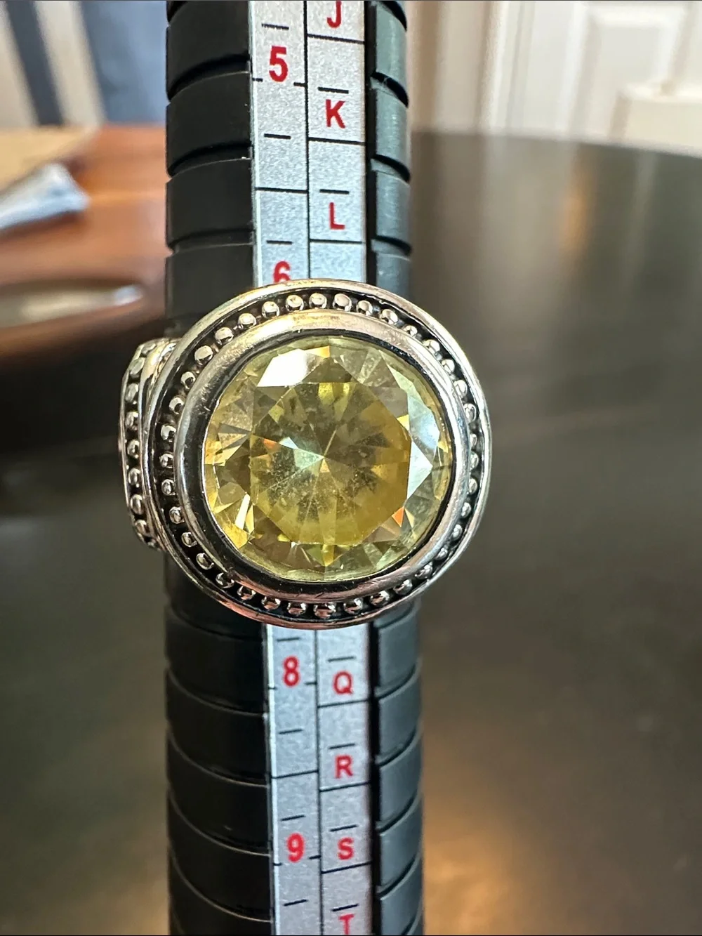 Premier Design “Lemon Luxe” (Vintage) Large Yellow Crystal Statement Ring-size 7
